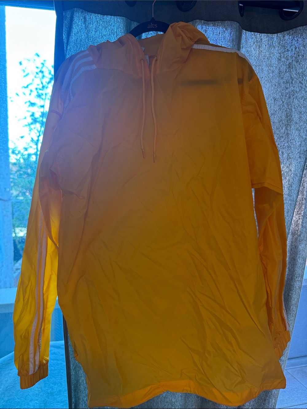 Adidas Yellow Trefoil Hooded Windbreaker / Raincoat - Picture 4 of 6
